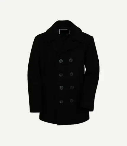 Mens Classic Black Wool Peacoat