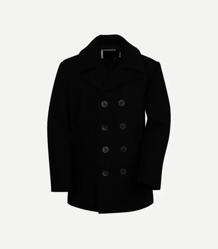 Mens Classic Black Wool Peacoat