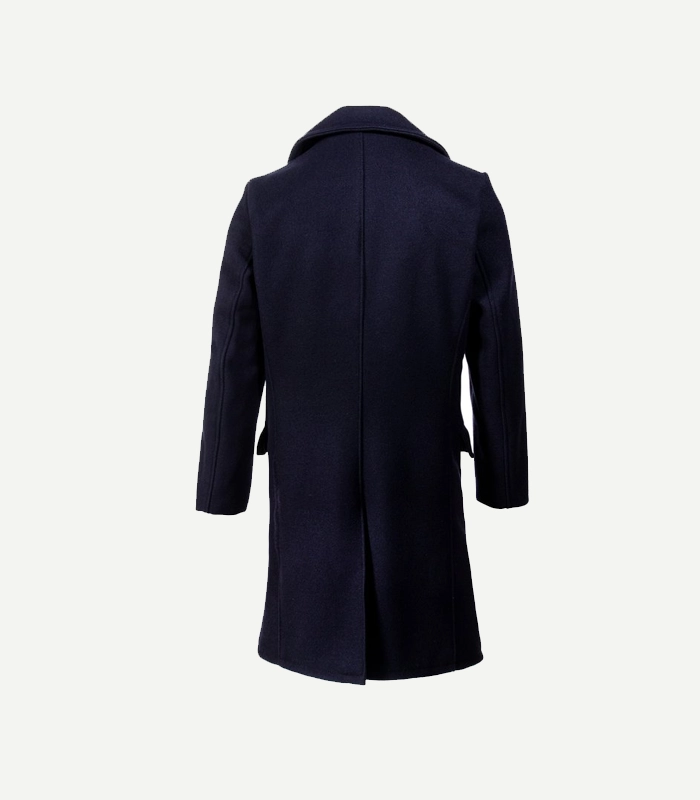 Mens Navy Long Wool Overcoat