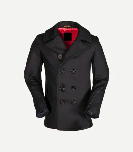 Mens Navy Trim Wool Peacoat