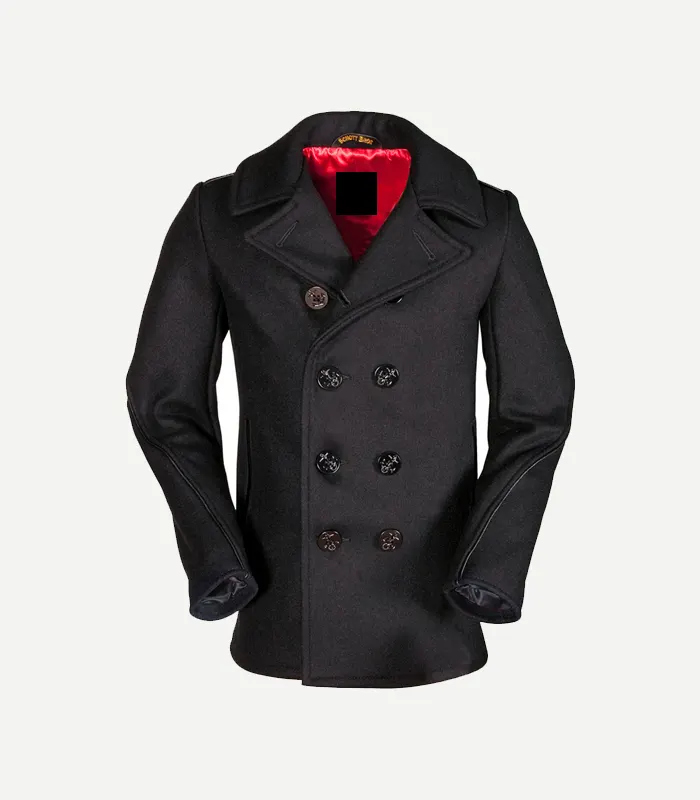 Mens Navy Trim Wool Peacoat