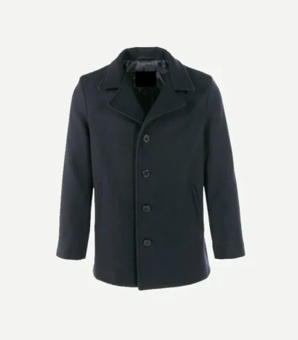 Mens Navy Wool Car Coat