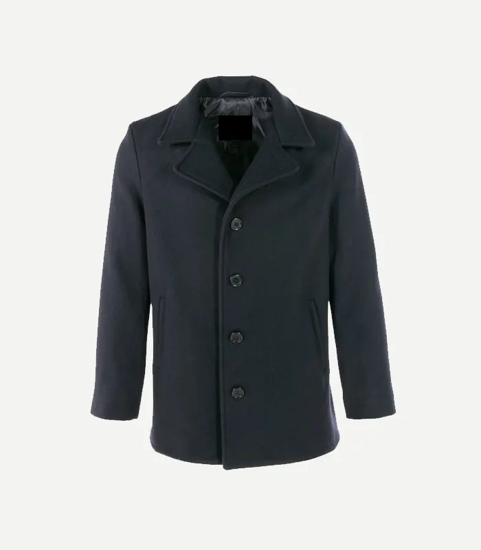 Mens Navy Wool Car Coat
