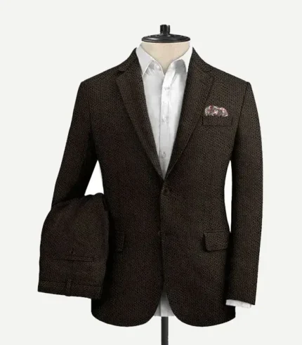 Dark Brown Seersucker Style Suit