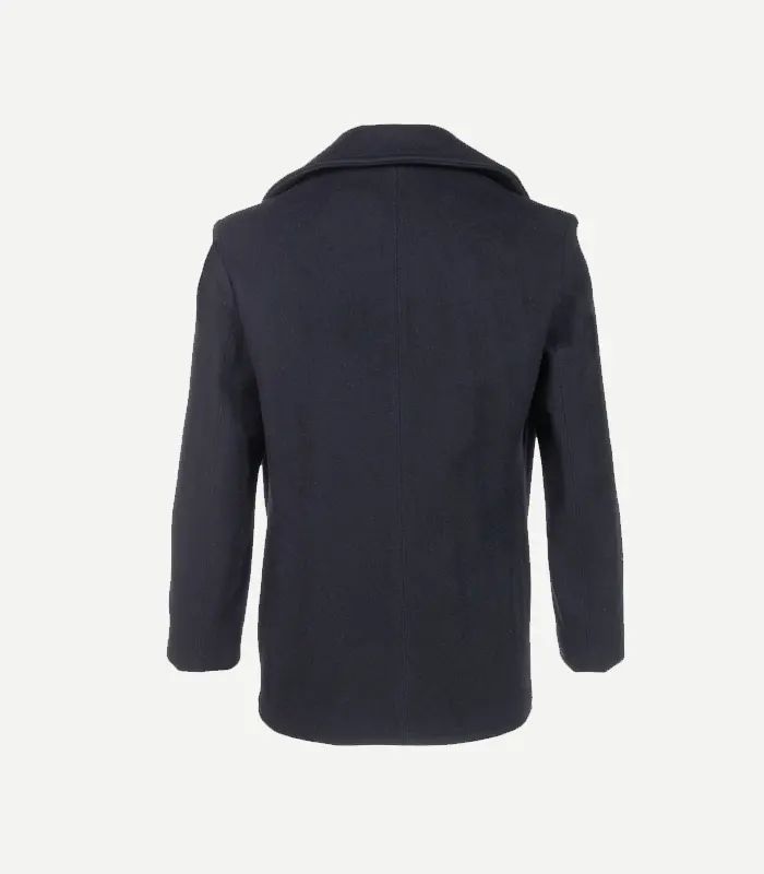 Mens Navy Slim Fit Wool Peacoat